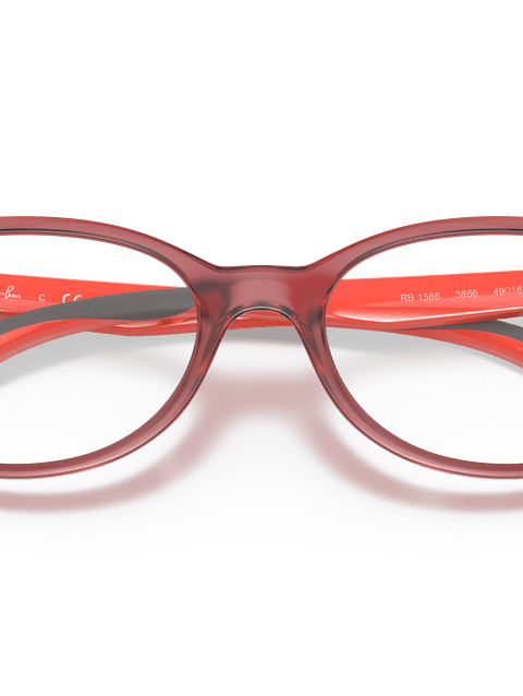 Ray-Ban Eyeglasses Children Rb1586 Optics Kids Prescription - Red On Grey Frame Clear Lenses 47-16 Polarized