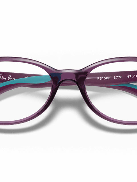 Ray-Ban Eyeglasses Children Rb1586 Optics Kids Prescription - Violet Frame Clear Lenses 49-16 Polarized