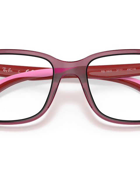 Ray-Ban Eyeglasses Children Rb1605 Optics Kids Prescription - Red On Pink Frame Clear Lenses 47-16 Polarized