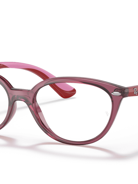 Ray-Ban Eyeglasses Children Rb1612 Optics Kids Prescription - Red On Pink Frame Clear Lenses 48-15 Polarized