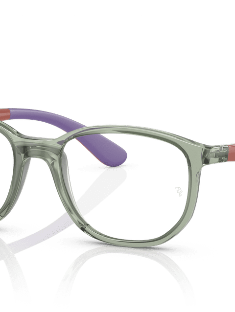 Ray-Ban Eyeglasses Children Rb1619 Optics Kids Prescription - Transparent Green On Rubber Wisteria Frame Clear Lenses 49-16 Polarized