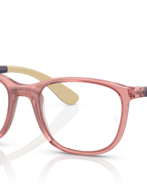 Ray-Ban Eyeglasses Children Rb1620 Optics Kids Prescription - Purple On Rubber Cream Frame Clear Lenses 48-17 Polarized