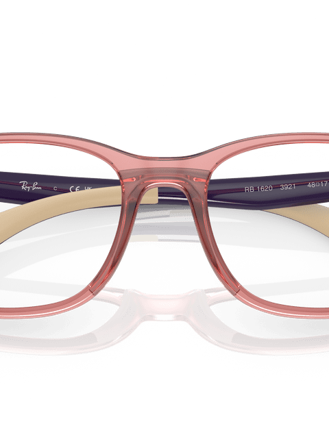 Ray-Ban Eyeglasses Children Rb1620 Optics Kids Prescription - Purple On Rubber Cream Frame Clear Lenses 48-17 Polarized