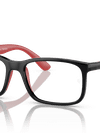 Ray-Ban Eyeglasses Children Rb1621 Optics Kids Bio-based Prescription - Black On Red Frame Clear Lenses 47-15 Polarized