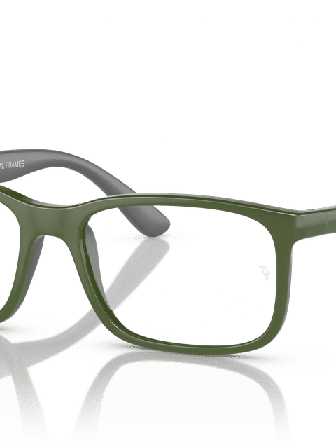 Ray-Ban Eyeglasses Children Rb1621 Optics Kids Bio-based Prescription - Green On Grey Frame Clear Lenses 47-15 Polarized