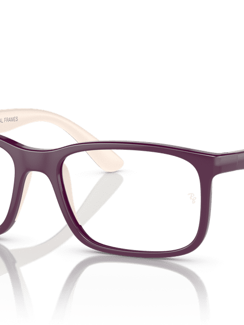 Ray-Ban Eyeglasses Children Rb1621 Optics Kids Bio-based Prescription - Purple On Light Brown Frame Clear Lenses 49-15 Polarized