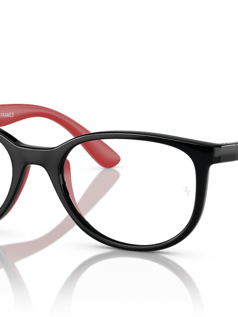 Ray-Ban Eyeglasses Children Rb1622 Optics Kids Bio-based Prescription - Black On Red Frame Clear Lenses 46-17 Polarized