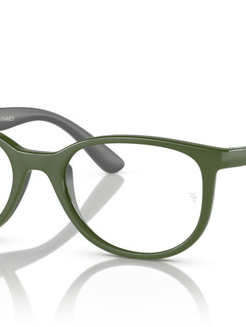 Ray-Ban Eyeglasses Children Rb1622 Optics Kids Bio-based Prescription - Green On Grey Frame Clear Lenses 48-17 Polarized