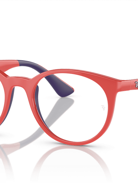 Ray-Ban Eyeglasses Children Rb1628 Optics Kids Bio-based Prescription - Red On Blue Frame Demo Lens Lenses 46-17 Polarized