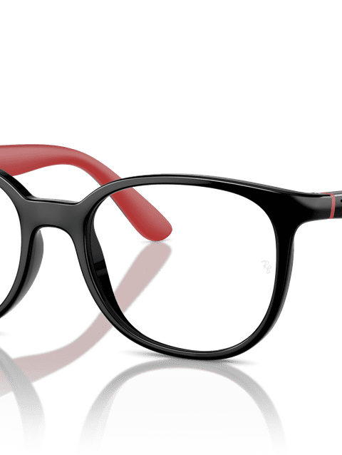 Ray-Ban Eyeglasses Children Rb1631 Optics Kids Bio-based Prescription - Black On Red Frame Clear Lenses 45-16