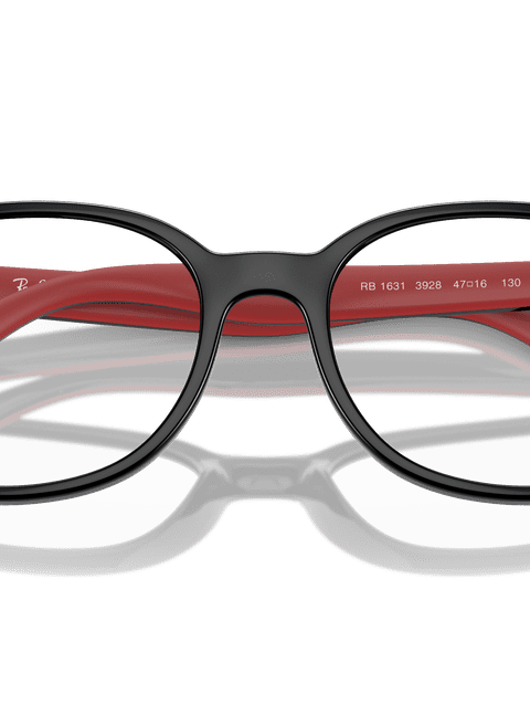 Ray-Ban Eyeglasses Children Rb1631 Optics Kids Bio-based Prescription - Black On Red Frame Clear Lenses 47-16