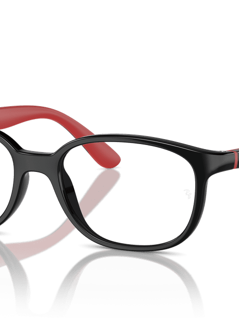 Ray-Ban Eyeglasses Children Rb1632 Optics Kids Bio-based Prescription - Black On Red Frame Clear Lenses 46-16