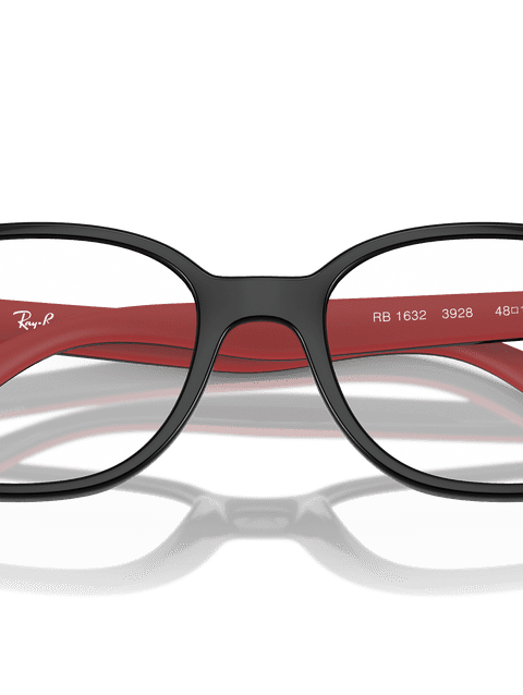 Ray-Ban Eyeglasses Children Rb1632 Optics Kids Bio-based Prescription - Black On Red Frame Clear Lenses 46-16