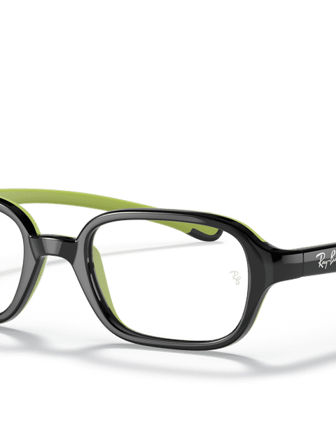 Ray-Ban Eyeglasses Children Rb9074 Optics Kids Prescription - Black On Green Frame Clear Lenses 37-16 Polarized