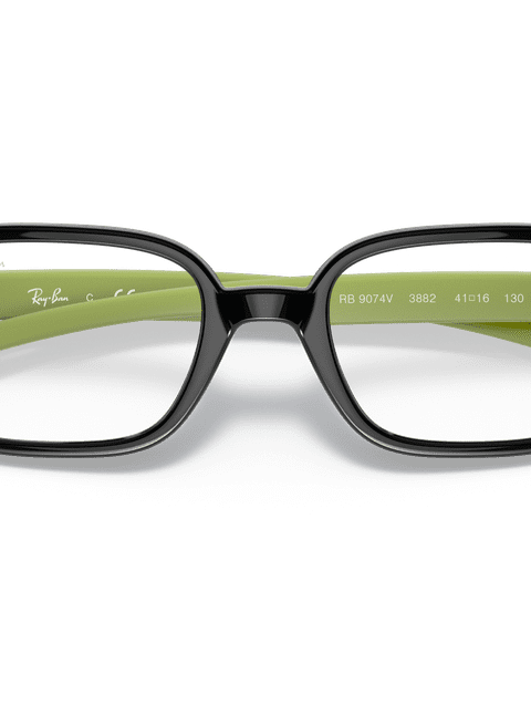 Ray-Ban Eyeglasses Children Rb9074 Optics Kids Prescription - Black On Green Frame Clear Lenses 37-16 Polarized