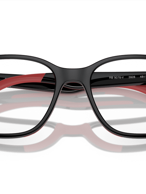 Ray-Ban Eyeglasses Children Rb9078v Optics Kids Bio-based Prescription - Black On Red Frame Clear Lenses 46-16 Polarized