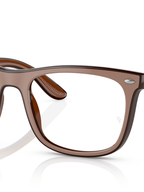 Ray-Ban Eyeglasses Unisex Rb7209 Optics Prescription - Dark Brown Frame Clear Lenses 55-20 Polarized