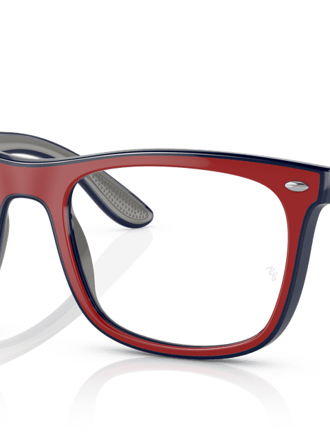 Ray-Ban Eyeglasses Unisex Rb7209 Optics Prescription - Red Blue Grey Frame Clear Lenses 53-20 Polarized