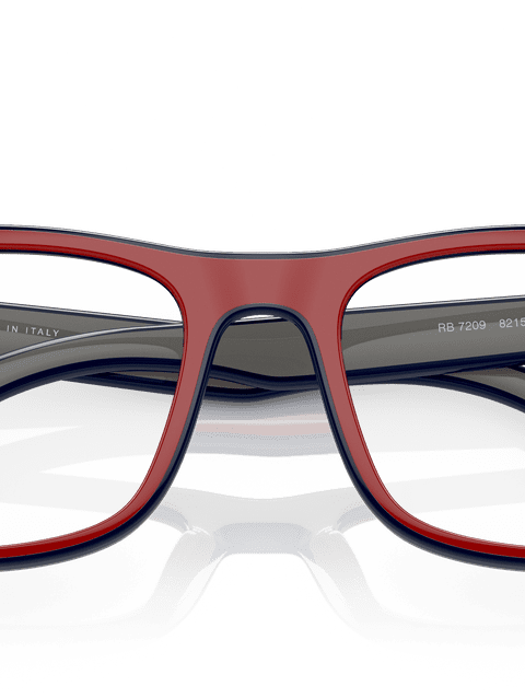 Ray-Ban Eyeglasses Unisex Rb7209 Optics Prescription - Red Blue Grey Frame Clear Lenses 53-20 Polarized