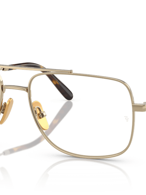 Ray-Ban Eyeglasses Unisex William Titanium Optics Prescription - Arista Gold Frame Clear Lenses 56-17 Polarized