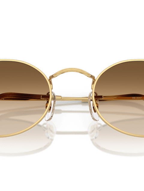 Ray-Ban Sunglasses Unisex Oval Metal - Arista Gold Frame Brown Lenses 54-21