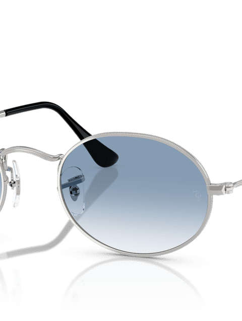 Ray-Ban Sunglasses Unisex Oval Metal - Silver Frame Blue Lenses 54-21