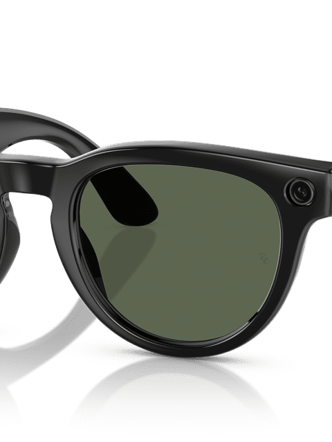 Ray-Ban Meta Low Bridge Fit Headliner Smart Glasses Black Frame Green Lenses