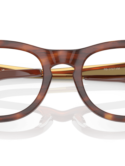 Ray-Ban Eyeglasses Unisex Rb0707vm Optics Prescription - Sand Gold Frame Clear Lenses 50-21 Polarized