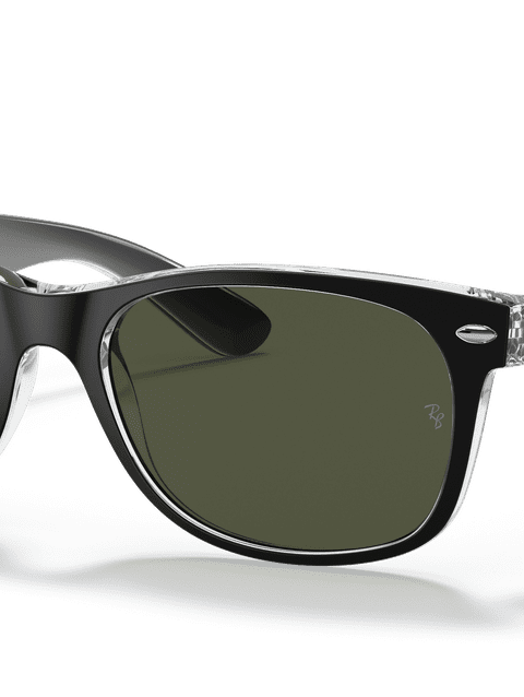 Ray-Ban Sunglasses Unisex New Wayfarer Color Mix - Black On Transparent Frame Green Lenses 52-18