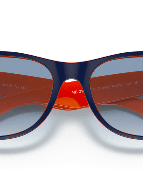 Ray-Ban Sunglasses Unisex New Wayfarer Color Mix - Blue On Orange Frame Blue Lenses 55-18