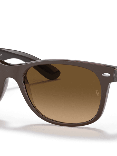 Ray-Ban Sunglasses Unisex New Wayfarer Classic - Brown On Transparent Brown Frame Brown Lenses 55-18 Polarized