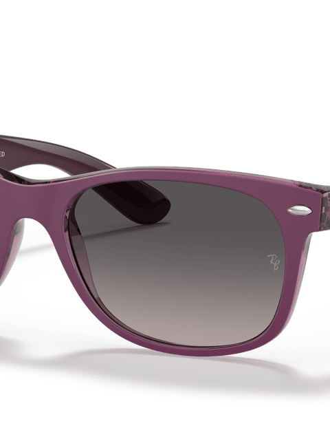 Ray-Ban Sunglasses Unisex New Wayfarer Classic - Violet On Transparent Violet Frame Grey Lenses 52-18 Polarized