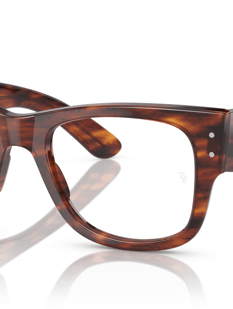 Ray-Ban Eyeglasses Unisex Mega Wayfarer Optics Prescription - Striped Havana Frame Clear Lenses 51-21 Polarized