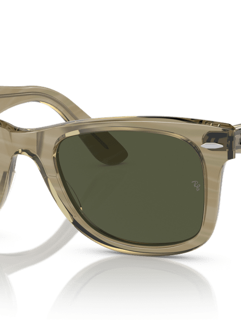 Ray-Ban Sunglasses Unisex Original Wayfarer Change - Photo Striped Grey Frame Green Lenses 52-22