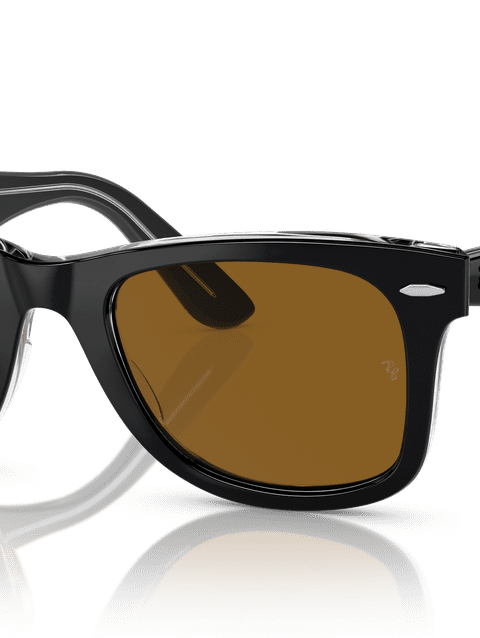 Ray-Ban Sunglasses Unisex Original Wayfarer Classic - Black On Transparent Frame Brown Lenses 52-22