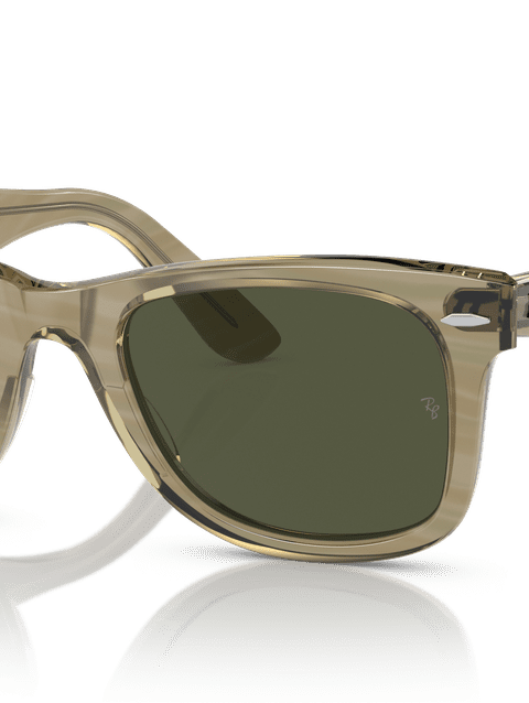 Ray-Ban Sunglasses Unisex Original Wayfarer Change - Photo Striped Grey Frame Green Lenses 50-22