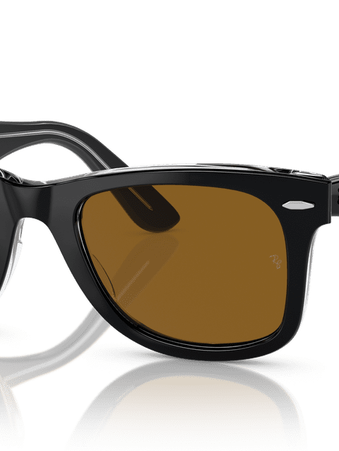 Ray-Ban Sunglasses Unisex Original Wayfarer Classic - Black On Transparent Frame Brown Lenses 50-22