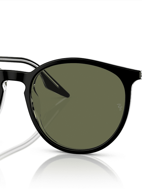 Ray-Ban Sunglasses Unisex Rb2204 - Black On Transparent Frame Green Lenses 54-18 Polarized