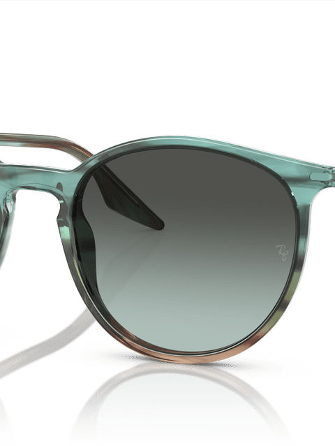 Ray-Ban Sunglasses Unisex Rb2204 - Striped Blue & Green Frame Blue Lenses 54-18