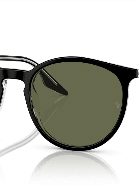 Ray-Ban Sunglasses Unisex Rb2204 - Black On Transparent Frame Green Lenses 51-20 Polarized