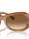 Ray-Ban Sunglasses Unisex Beate - Striped Brown Frame Brown Lenses 56-20