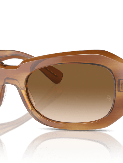 Ray-Ban Sunglasses Unisex Beate - Striped Brown Frame Brown Lenses 56-20