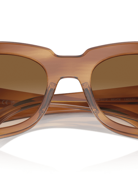 Ray-Ban Sunglasses Unisex Beate - Striped Brown Frame Brown Lenses 56-20