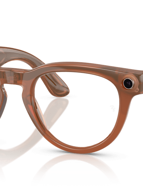 Ray-Ban Meta Headliner Smart Glasses Caramel Frame Blue Lenses