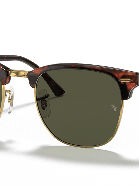 Ray-Ban Sunglasses Unisex Clubmaster Classic - Tortoise On Gold Frame Green Lenses 49-21