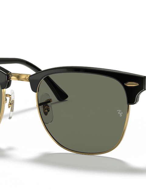 Ray-Ban Sunglasses Unisex Clubmaster Classic - Black Frame Green Lenses 55-19 Polarized