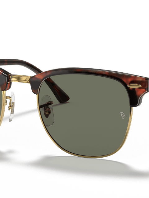 Ray-Ban Sunglasses Unisex Clubmaster Classic - Red Havana Frame Green Lenses 55-19 Polarized